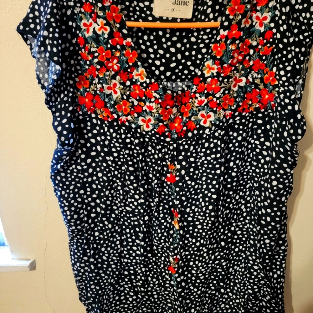 Savannah Jane polka dot embroidered top